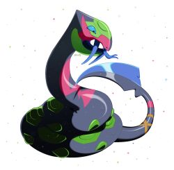 alternate_color animal_focus blue_tongue colored_tongue commentary fangs forked_tongue full_body highres long_fangs making-of_available microsoft_paint_(medium) no_humans pokemon pokemon_(creature) pokemon_focus seviper shiny_pokemon snake solo sparkle tongue tongue_out transparent_background willow-pendragon 