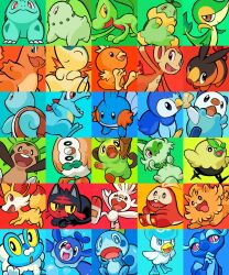  :d :o black_eyes blue_eyes bright_pupils brown_eyes browt bulbasaur charmander chespin chikorita chimchar claws closed_eyes closed_mouth commentary_request cyndaquil elizabeth_(tomas21) fangs fennekin froakie fuecoco gecqua grookey highres litten mudkip no_humans oshawott piplup pokemon pokemon_(creature) pokemon_focus pombon popplio quaxly red_eyes rowlet scorbunny smile snivy sobble sprigatito squirtle teeth tepig torchic totodile treecko turtwig white_pupils 