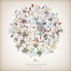  >_< 1000-nen_ikiteru_(vocaloid) 6+girls :< absurdres alternate_costume animal_costume anniversary ascot asymmetrical_sleeves backpack bag bag_charm bear_costume beret bird black_coat black_dress black_flower black_shorts blonde_hair blue_hair blue_necktie blush book branch brown_background bug butterfly butterfly_on_hand cevio character_name charm_(object) chibi coat commentary_request creature crown dinosaur dress eating familiar flower food food_in_mouth gomidasu_(kamitsubaki_studio) gradient_clothes gradient_coat gradient_dress grey_skirt hair_flower hair_ornament hair_over_one_eye hat highres holding holding_book holding_branch holding_plate holding_wand index_finger_raised isekaijoucho japanese_clothes kamitsubaki_studio kimono long_hair mini_crown multicolored_hair multiple_girls multiple_persona napolitan necktie obi official_alternate_costume open_mouth own_hands_together penguin picture_frame pinafore_dress plate pleated_skirt pointing popsicle popsicle_in_mouth purple_hair red_hair revision sash school_bag school_uniform sekai_(cevio) shirt short_sleeves shorts shoulder_bag shrug_(clothing) simple_background skirt sleeveless sleeveless_coat sleeveless_dress smile streaked_hair sunflower tiara too_many two-tone_dress two_side_up uneven_sleeves v_arms virtual_youtuber wand white_coat white_dress white_shirt white_sleeves wide_sleeves witch_hat yoru_meruno 