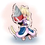  animal_ears ascot blonde_hair cat_ears cat_tail chibi drill hoshizuki_(seigetsu) mizuhashi_parsee open_mouth puru-see scarf solo tail touhou trembling 