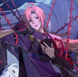  1boy heterochromia hugo_vlad long_hair thorns vampire zenless_zone_zero 