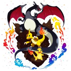  alternate_color blue_fire charizard charmander charmeleon claws commentary dragon dragon_wings evolutionary_line fangs fire flame-tipped_tail full_body green_eyes highres making-of_available microsoft_paint_(medium) no_humans nostrils open_mouth pokemon pokemon_(creature) pokemon_focus red_eyes shiny_pokemon smile sparkle tail transparent_background willow-pendragon wings 