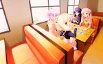  blonde_hair cafe_sourire drink eretto food gayarou mizushima_kasumi mizushima_serika natsume_eri ogiwara_kyouko pink_hair purple_hair yukishita_miyuri 