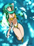  alric bikini breasts elf long_hair looking_at_viewer lum partially_submerged pointy_ears solo swimsuit tiger_print urusei_yatsura water 