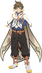  1boy artist_request belt belt_bag black_pants blue_shirt boots brown_belt brown_hair closed_mouth coat earrings feather_earrings feathers fingerless_gloves full_body game_cg gloves green_eyes highres jewelry looking_at_viewer official_art orange_feathers pants sheath sheathed shirt short_hair smile solo sorey_(tales) standing sword tales_of_(series) tales_of_asteria tales_of_zestiria third-party_source transparent_background weapon white_boots white_coat white_gloves 