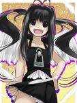  :d alric black_hair fang hand_on_hip hips long_hair open_mouth original panties smile solo twintails underwear wings 