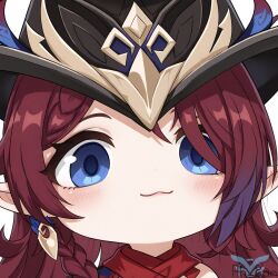  1girl ah_san chasca_(genshin_impact) genshin_impact long_hair red_hair redhead smile 