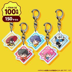  1boy 2girls black_hair blue_hair braid chibi chibi_only highres multiple_girls official_art p-chan_(ranma_1/2) panda pig pink_hair ranma-chan ranma_1/2 red_umbrella saotome_genma_(panda) saotome_ranma short_hair single_braid smile tendou_akane umbrella 