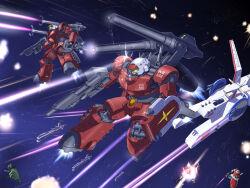  aoi_onion army beam_cannon beam_rifle commentary_request destruction earth_federation earth_federation_space_forces energy_beam energy_gun explosion fleet gm_(mobile_suit) green_visor guncannon gundam mecha mecha_focus mobile_suit mobile_suit_gundam no_humans original radome redesign robot salamis_class science_fiction severed_arm severed_limb shield shoulder_cannon space spacecraft thrusters war weapon when_you_see_it white_base zaku_ii zeon zero_gravity 