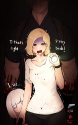  1boy 2girls absurdres blind blonde_hair emily_(resident_evil) grace_ashcroft gun hidden-nickx highres holding holding_gun holding_weapon leon_s._kennedy multiple_girls muscular muscular_male resident_evil resident_evil_requiem shirt tall_male weapon white_shirt 