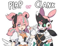 1girl aria_(zenless_zone_zero) hinghoi hologram mecha_musume medium_hair pose robot_girl v zenless_zone_zero