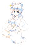  blue_eyes blue_hair dress hair_rings hair_stick kaku_seiga shawl short_hair sketch smile solo tama_(soon32281) touhou 