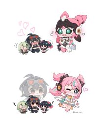 aria_(zenless_zone_zero) grace_howard hologram hue_oo long_hair medium_hair multiple_girls nangong_yu robot_girl sunna_(zenless_zone_zero) zenless_zone_zero