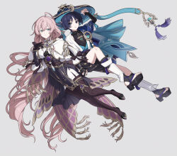  1boy 1girl ahoge anemo_symbol_(genshin_impact) animal_print aqua_eyes arm_at_side armor bare_shoulders bbunny bird_print black_bodysuit black_bow black_bridal_gauntlets black_dress black_eyes black_hair black_sandals black_shorts blue_cape blue_gem blue_hat blue_kimono blue_sleeves blunt_ends bodystocking bodysuit bow breast_curtains bridal_gauntlets cape character_request cleavage_cutout clenched_hand closed_mouth clothing_cutout colored_eyelashes commission couple cropped_jacket dress earrings electro_symbol_(genshin_impact) feathers fringe_trim full_body furisode gem genshin_impact gold gold_earrings gold_trim hair_between_eyes hakama hakama_shorts hand_up hat hetero highres holding_hands huge_ahoge interlocked_fingers jacket japanese_armor japanese_clothes jewelry jingasa juban kimono knee_up kote kurokote layered_sleeves leg_warmers long_hair long_sidelocks looking_at_another mandarin_collar mitsudomoe_(shape) neck_ring negative_space oc_x_canon off-shoulder_jacket off_shoulder open_clothes open_jacket open_kimono original pelvic_curtain pencil_skirt pink_hair pleated_shorts pom_pom_(clothes) purple_gem sandals scaramouche_(genshin_impact) second-party_source short_sleeves shorts shoulder_peek side-by-side side_cape side_slit sidelocks sideways_glance skirt skirt_under_dress sleeve_bow split_mouth stirrup_legwear strapless strapless_dress toeless_legwear toes tomoe_(symbol) underbust very_long_hair vision_(genshin_impact) wanderer_(genshin_impact) white_background white_jacket white_kimono white_leg_warmers white_skirt white_sleeves white_trim wispy_bangs yellow_feathers zouri 