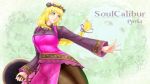  alternate_costume blonde_hair braid breasts green_eyes hair_ribbon long_hair pantyhose pyrrha_alexandra ribbon shield short_dress single_braid solo soul_calibur soulcalibur soulcalibur_v yan_fei_toketsu zoom_layer 