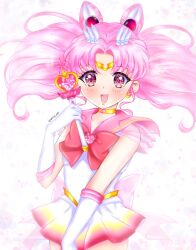  bishoujo_senshi_sailor_moon bishoujo_senshi_sailor_moon_supers bow brooch chibi_usa choker circlet cone_hair_bun double_bun elbow_gloves erni_1232 gloves hair_bun hair_ornament heart heart_brooch heart_choker highres jewelry long_hair magical_girl multicolored_skirt multiple_girls parted_bangs pink_hair pink_moon_stick pink_sailor_collar sailor_chibi_moon sailor_collar sailor_senshi_uniform skirt smile super_sailor_chibi_moon twintails white_gloves 
