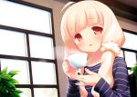  blonde_hair cafe_sourire drink gayarou ogiwara_kyouko 