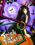  1girl ass blush_stickers bow broom bush_stickers candy cat funakura halloween jack-o&#039;-lantern jack-o'-lantern kiki lollipop majo_no_takkyuubin moon solo trick_or_treat 