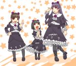  black_hair dress elmchi gokou_hinata gokou_ruri gokou_tamaki gothic_lolita lolita_fashion long_hair multiple_girls ore_no_imouto_ga_konna_ni_kawaii_wake_ga_nai pantyhose red_eyes short_hair siblings sisters twintails 