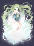  bad_id barefoot crystal green_eyes green_hair highres legs long_hair original solo swimsuit twintails very_long_hair 