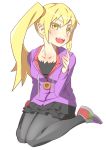  blonde_hair kishimori long_hair monogatari_(series) nisemonogatari oshino_shinobu pantyhose pointy_ears side_ponytail solo teenage yellow_eyes 