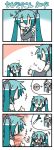  &gt;_&lt; 2girls 4koma chibi_miku coin comic hatsune_miku minami_(colorful_palette) multiple_girls siblings sisters spring_onion vocaloid |_| 