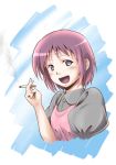  apron blue_eyes bust cigarette dress pink_hair sakuraba_tsukasa short_hair smoking solo to_aru_kagaku_no_railgun to_aru_majutsu_no_index tsukuyomi_komoe 