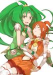  angry bike_shorts blood blood_on_face closed_eyes cure_march cure_sunny cuts dress eyes_closed green green_dress green_eyes green_hair hair_bun hino_akane injury lifting long_hair lying magical_girl midorikawa_nao minazuki_randoseru multiple_girls open_mouth orange_hair precure shorts_under_skirt skirt smile_precure! thigh-highs thighhighs tiara torn_clothes tri_tails very_long_hair white_background wrist_cuffs 