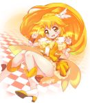  blonde_hair blush boots choker cure_peace double_v dress earrings electricity hair_ornament jewelry kise_yayoi long_hair magical_girl no_panties ponytail precure smile_precure! solo tears v wavy_mouth wrist_cuffs yellow_dress yellow_eyes 