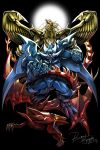  artist_name bawang-ryuuzaki blue_skin dragon duel_monster fangs monster no_humans obelisk_the_tormentor open_mouth red_skin slifer_the_sky_dragon teeth the_winged_dragon_of_ra wings yellow_skin yuu-gi-ou yuu-gi-ou_duel_monsters 