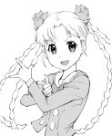  bishoujo_senshi_sailor_moon female gruier_serenity long_hair look-alike miniskirt_pirates monochrome namesake open_mouth parody pose quad_braids school_uniform smile solo tsuki_ni_kawatte_oshioki_yo ueyama_michirou 