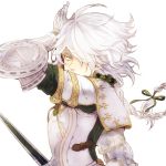  armor green_eyes hair_over_one_eye long_hair male nintendo ribbon solo sword takakura_aki the_last_story therius weapon white_hair 