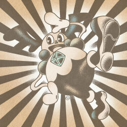  :d arm_up commentary english_commentary full_body galarian_mr._mime highres jamiewilsondraws open_mouth pokemon pokemon_(creature) pokemon_focus smile solo toon_(style) two-tone_background 