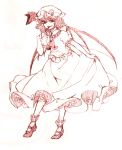  bat_wings blood curtsey dress eyelashes finger_to_mouth frills kirara24 mary_janes remilia_scarlet shoes short_hair sketch smile smirk socks solo standing touhou traditional_media wings 