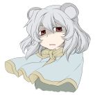  animal_ears bust disgust disgusted grey_hair hmx99_elf nazrin red_eyes shaded_face simple_background solo touhou 