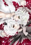  alexa_pasztor cover cover_page crown doujin_cover dual_persona flower gloves male multiple_boys mytho navel open_clothes open_shirt pavane princess_tutu red_eyes rose rotational_symmetry smile spoilers white_hair white_rose yellow_eyes 