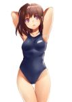  armpits arms_up artist_request brown_hair competition_swimsuit copyright_request one-piece_swimsuit purple_eyes school_swimsuit source_request swimsuit violet_eyes 