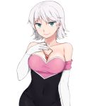  bare_shoulders breasts cleavage cosplay costume earrings elbow_gloves eyeshadow gem gloves jewelry light_smile looking_at_viewer makeup navel necklace pantyhose pendant personification rouge rouge_the_bat short_hair simple_background solo sonic_the_hedgehog tsuzuya_(knt31) white_background white_hair 