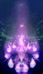  1girl chandelure fire ghost kokoroko lampent litwick night night_sky pokemon pokemon_(creature) pokemon_(game) pokemon_bw purple_fire sky star_(sky) tears touko_(pokemon) 