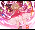  blonde_hair flandre_scarlet flying frills from_below letterboxed looking_down master929 pink solo touhou 