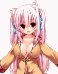  animated animated_gif blinking breasts brown_eyes cat_ears cat_tail cleavage fang long_hair original pink_hair shia_(syroh) shia_flatpaddy solo syroh tail 