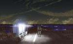  bad_id city_lights from_behind lens_flare night original scenery school_uniform shiira sky solo vending_machine 