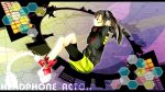  bike_shorts black_hair em_(kmkmp) gas_mask hands_on_headphones headphone_actor_(vocaloid) headphones hoodie ia red_eyes shoes skirt twintails vocaloid 