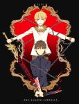  azoth_knife blonde_hair bracelet brown_eyes brown_hair chain chains command_spell cross cross_necklace dagger ea_(fate/stay_night) fate/zero fate_(series) gilgamesh jewelry kotomine_kirei male multiple_boys naname13 necklace red_eyes spoilers weapon 