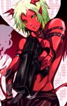  character_request genderswap green_hair gun panty_&amp;_stocking_with_garterbelt red_skin scanty_(psg) short_hair solo weapon 