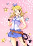  bare_shoulders belt blush boots breasts brown_eyes fairy_tail highres key kingyo_(984) long_hair lucy_heartfilia open_mouth skirt sleeveless smile star whip 