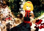  absurdres alice_margatroid awa_(3anco00) blonde_hair blood book capelet dress green_eyes grimoire hair_ribbon hairband highres open_mouth ribbon solo touhou 