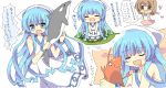  blue_hair chibi doll dreaming dress hat ikamusume imo_mushi long_hair nagatsuki_sanae orca shinryaku!_ikamusume sleeping tentacle_hair 