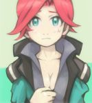  breasts cleavage collarbone green_eyes gundam gundam_age kiarino military military_uniform natora_einus red_hair redhead short_hair solo uniform 