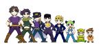  1girl 6+boys ganjang giorno_giovanna higashikata_jousuke higashikata_jousuke_(jojolion) johnny_joestar jojo_no_kimyou_na_bouken jojolion jonathan_joestar joseph_joestar_(young) kuujou_jolyne kuujou_joutarou multiple_boys steel_ball_run 